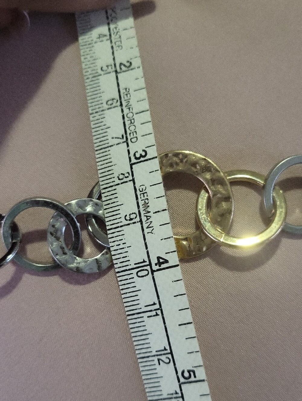 Style & Co. Two-Tone Hammered Circle Link Bracelet - Gold & Silver - Picture 6 of 6